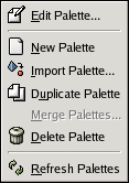 The Palettes Menu