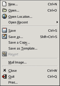 The File menu of the image window