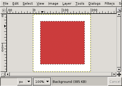 The screenshot shows a rectangular selection filled with the foreground color.